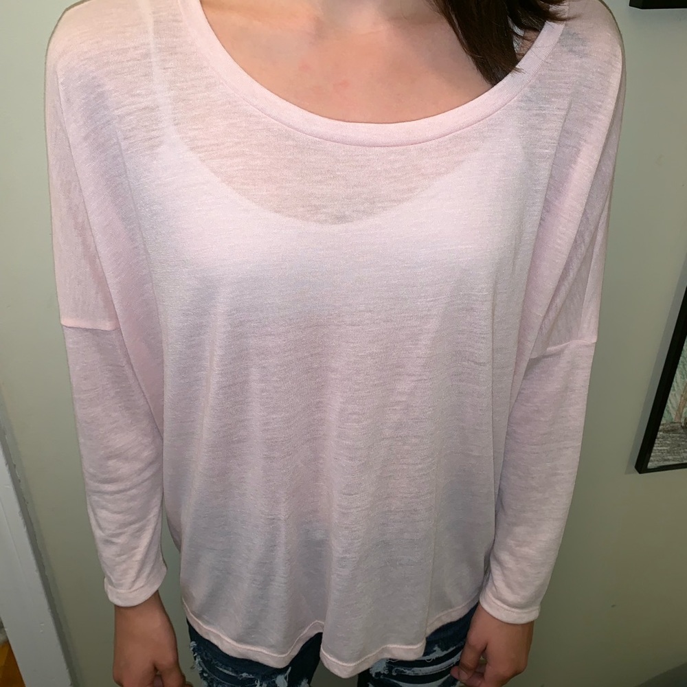 Partially Sheer light pink shirt